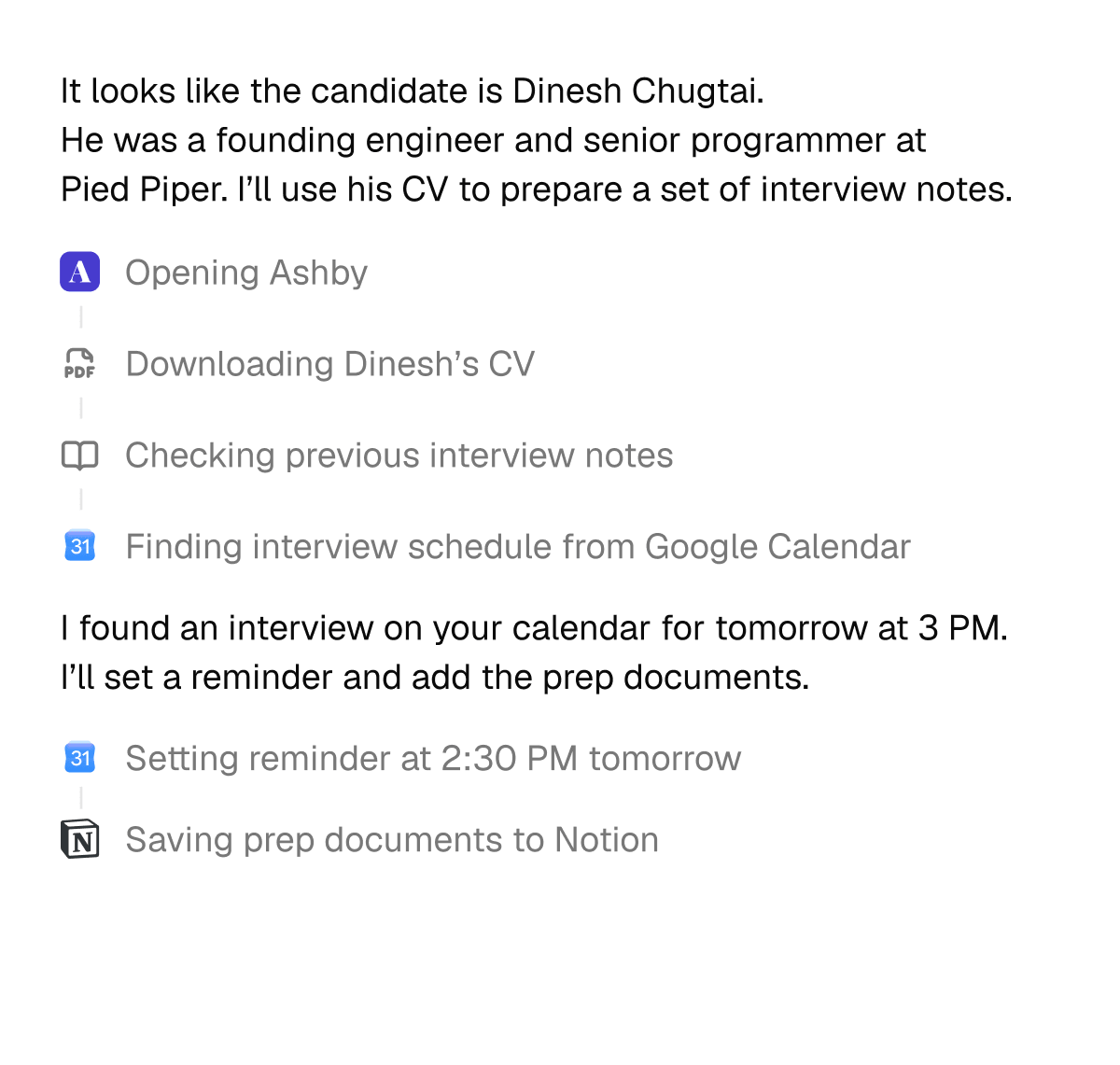Candidate notes active card
